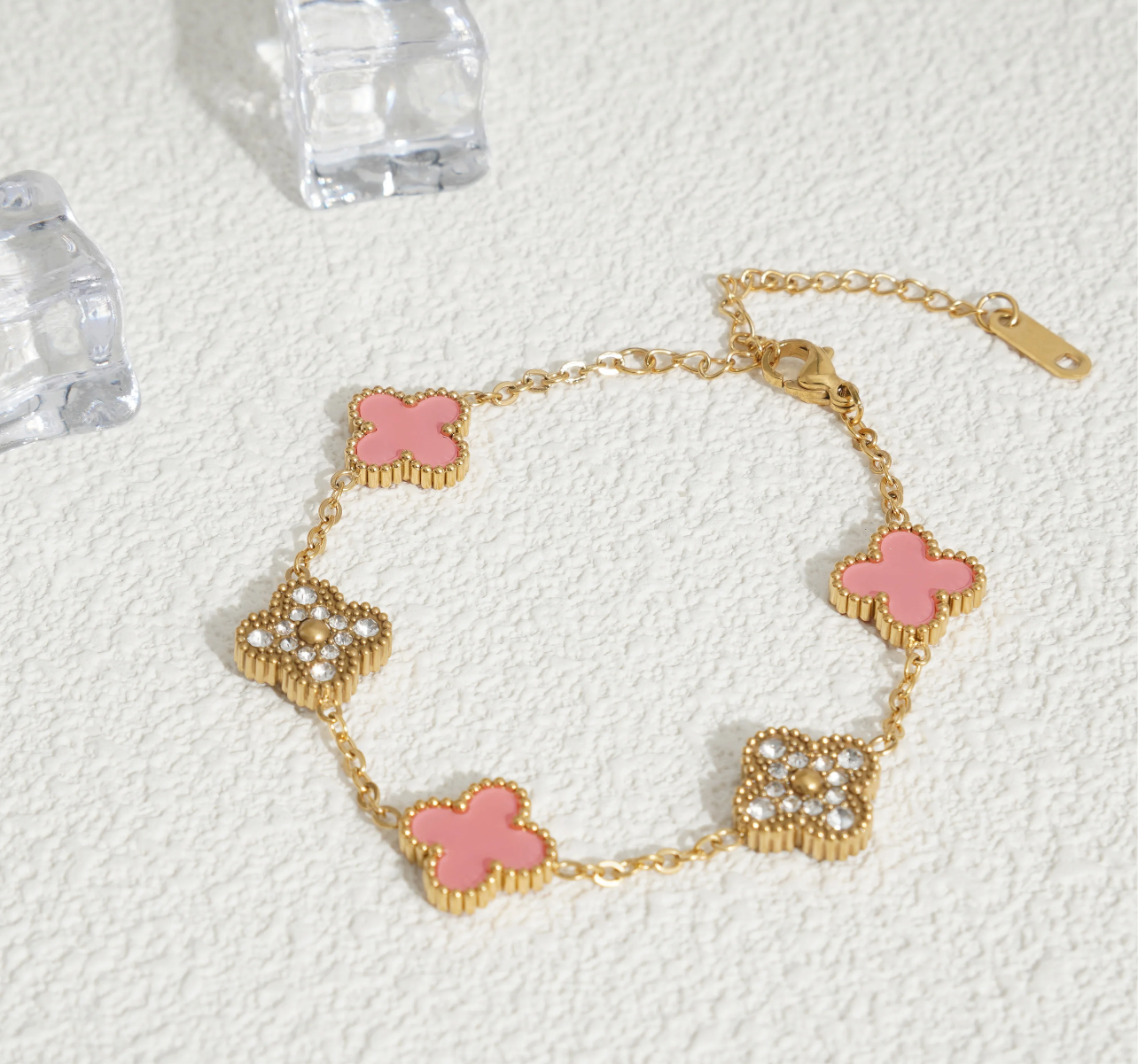 Flower bracelets with diamonds