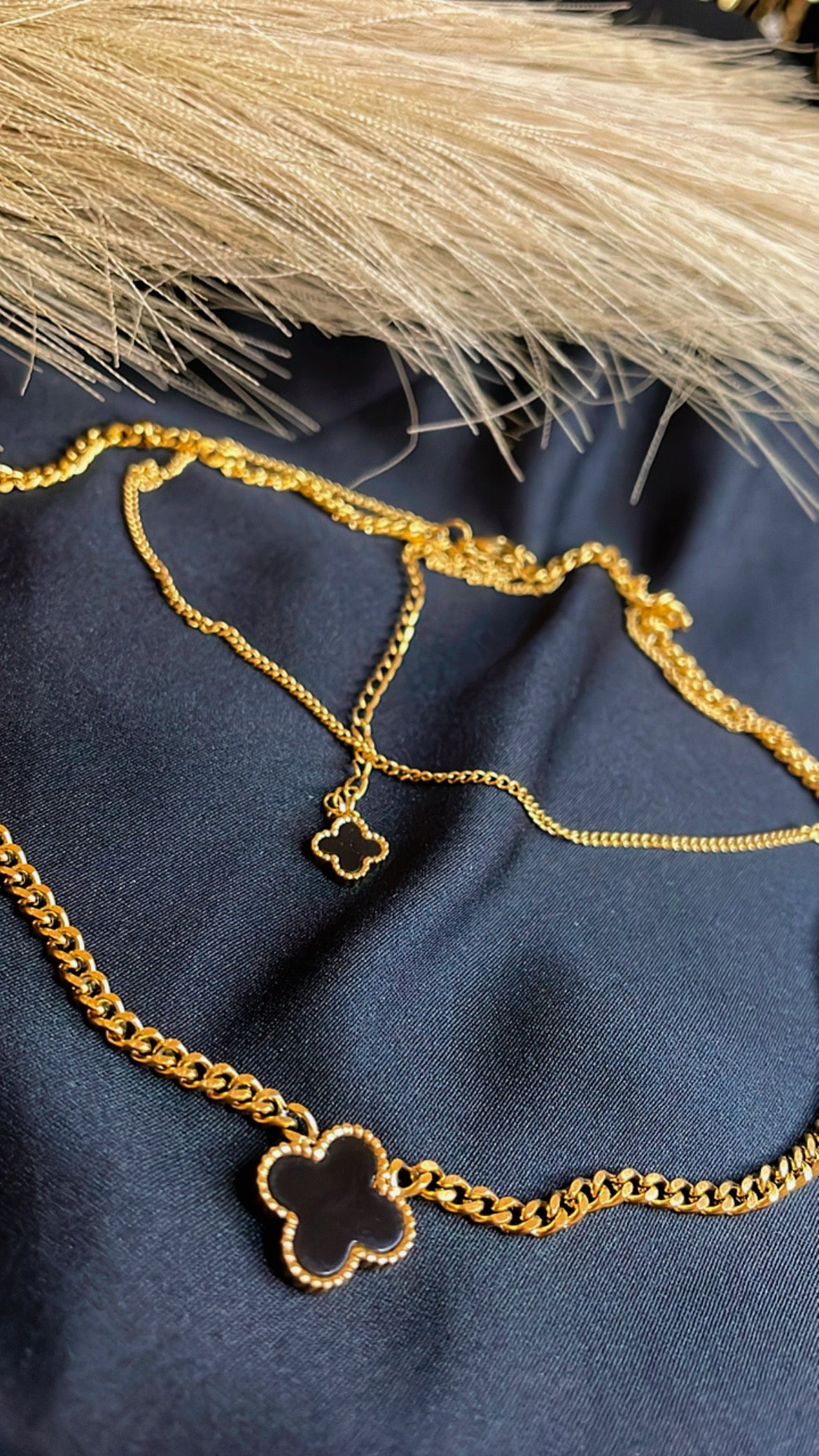Necklace with a black rose