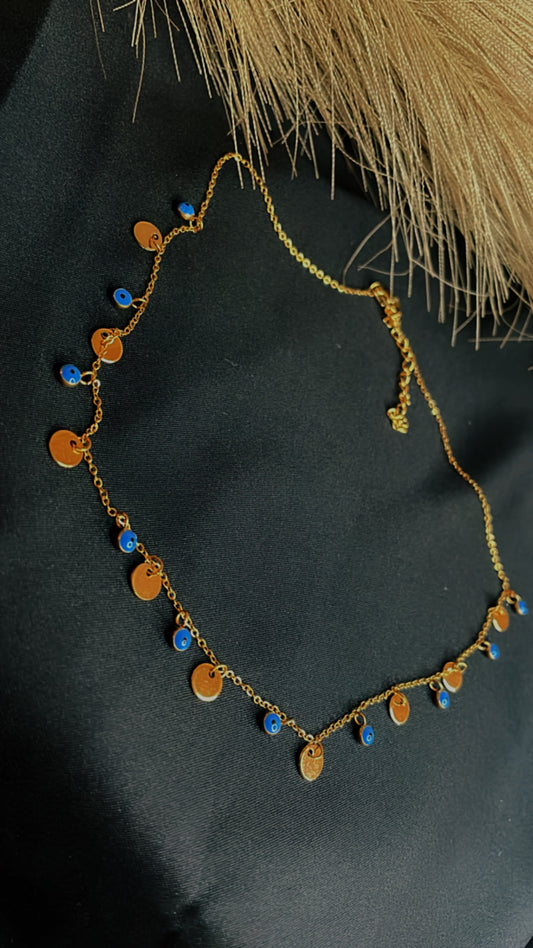 Small lira necklace with blue eyes